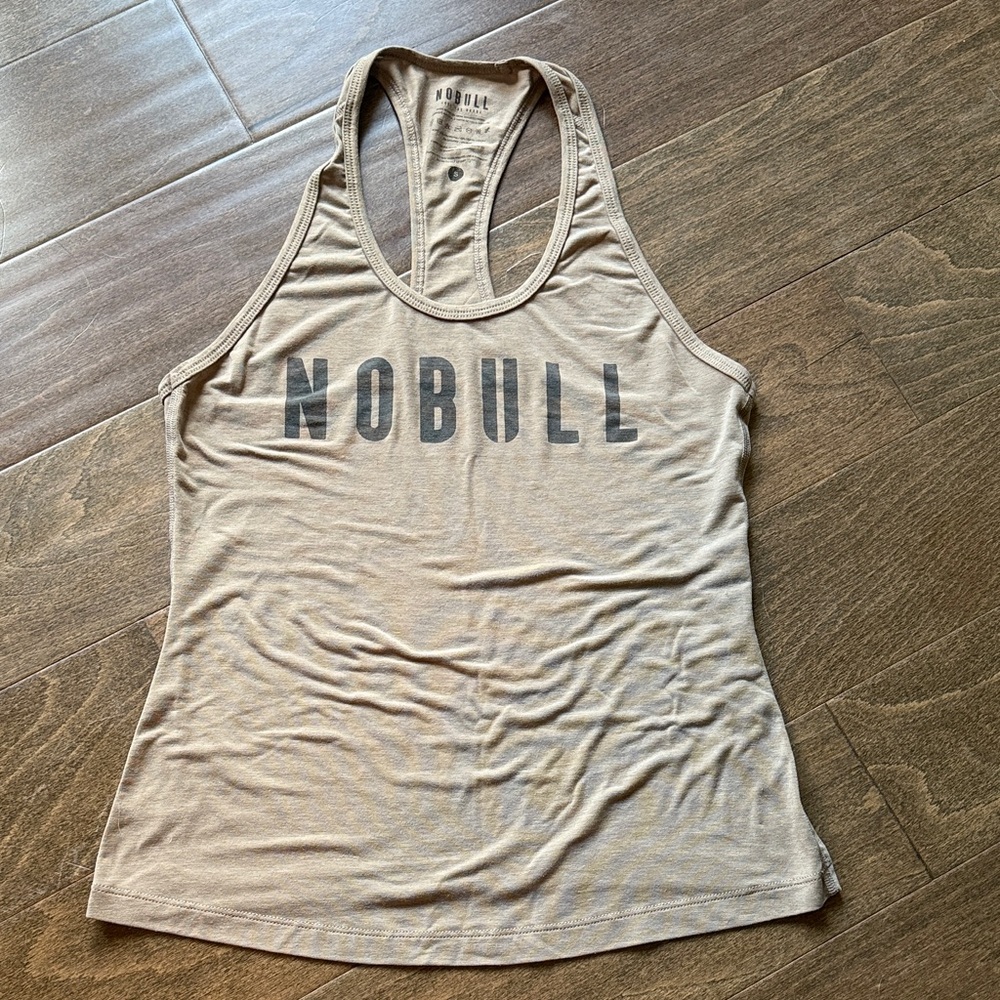 NOBULL Women's Beige Racerback Tank Top